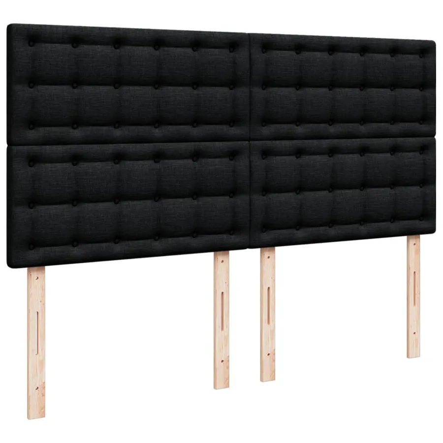 Sommier à lattes de lit avec matelas Noir 200x200 cm Tissu - 7