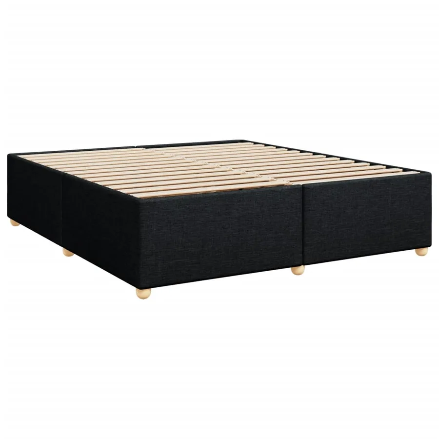 Sommier à lattes de lit avec matelas Noir 200x200 cm Tissu - 8
