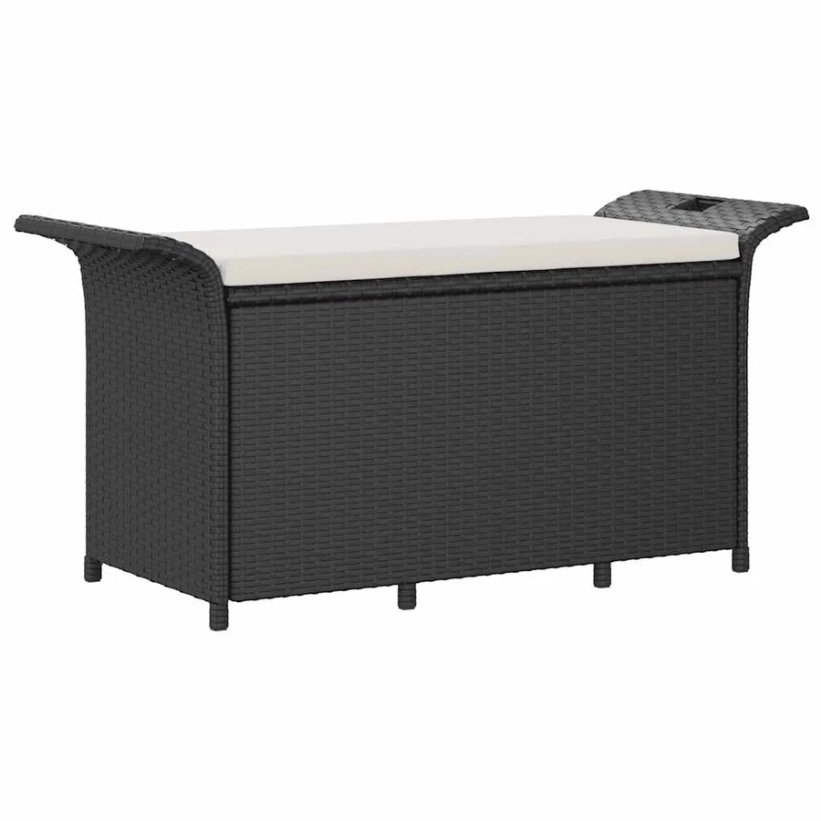 Banc de jardin avec coussin noir 116x46x57 cm résine tressée - 2