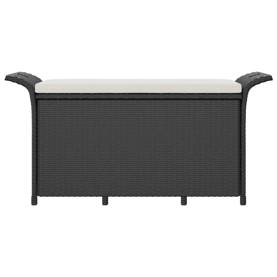 Garden Bench with Cushion Black 116x46x57 cm Poly Rattan - 4