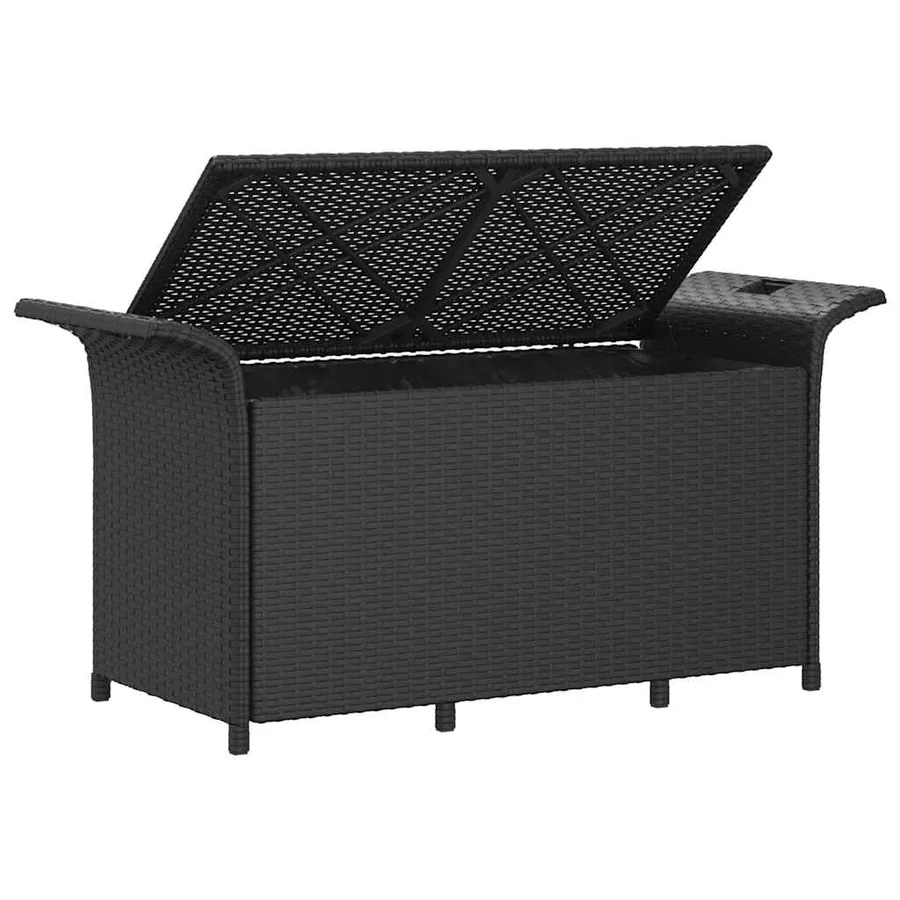 Garden Bench with Cushion Black 116x46x57 cm Poly Rattan - 6