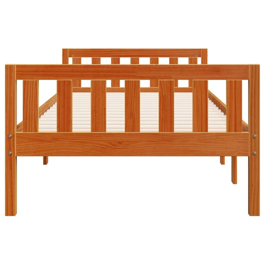 Lit pour enfants sans matelas cire marron 75x190 cm pin massif - 6