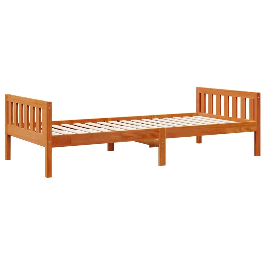 Lit pour enfants sans matelas cire marron 75x190 cm pin massif - 7