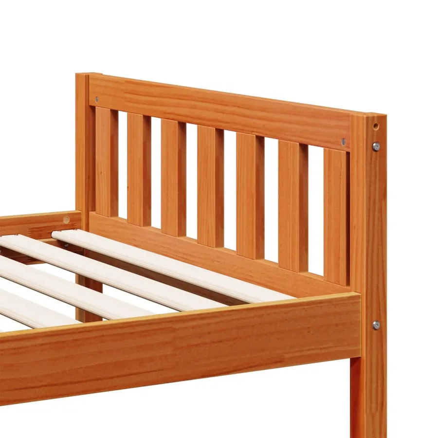 Lit pour enfants sans matelas cire marron 75x190 cm pin massif - 8