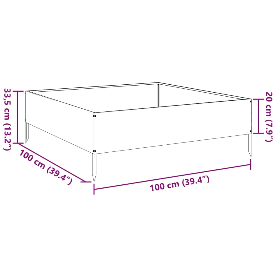 Lit surélevé de jardin anthracite 100x100x33,5 cm acier - 10