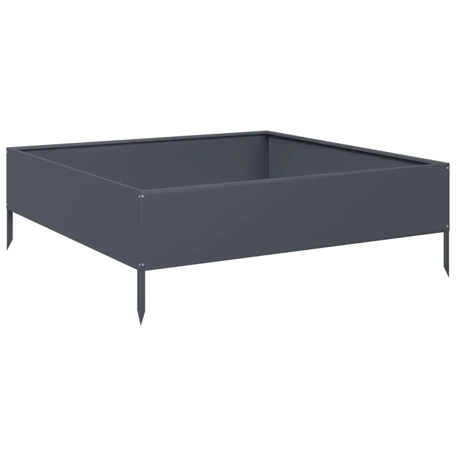 Lit surélevé de jardin anthracite 100x100x33,5 cm acier - 6