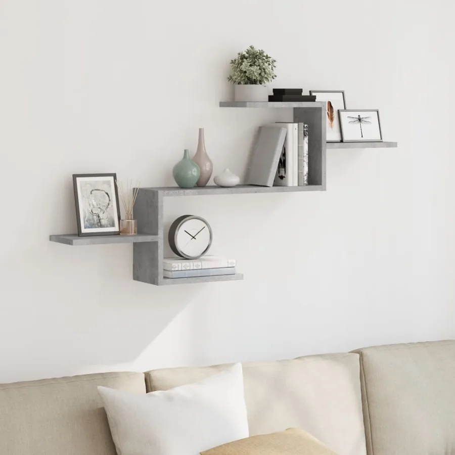 Étagère murale gris béton 104x15x49 cm bois d'ingénierie