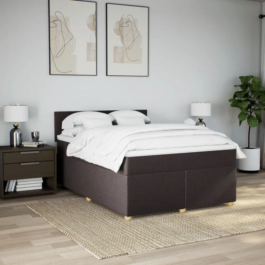 Sommier à lattes de lit avec matelas Marron foncé 140x200 cm - 4