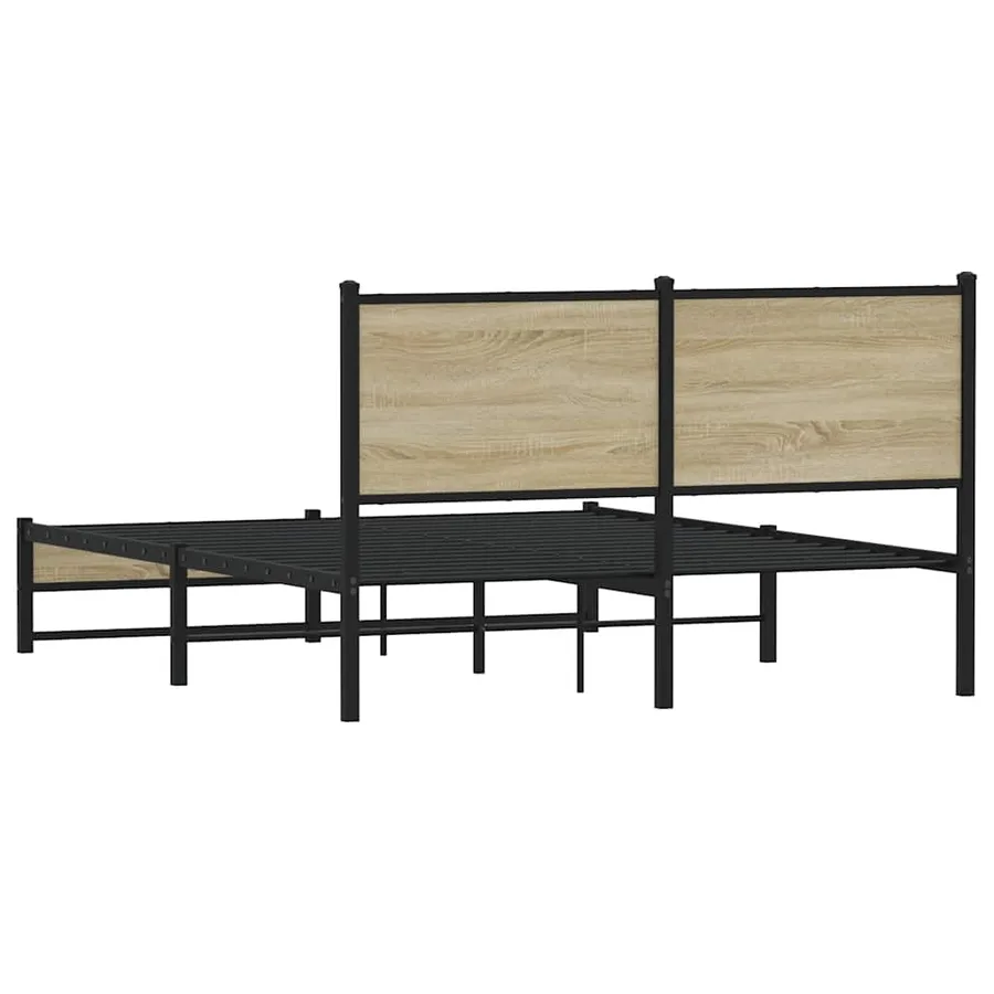 Cadre de lit en métal sans matelas chêne sonoma 150x200 cm - 7