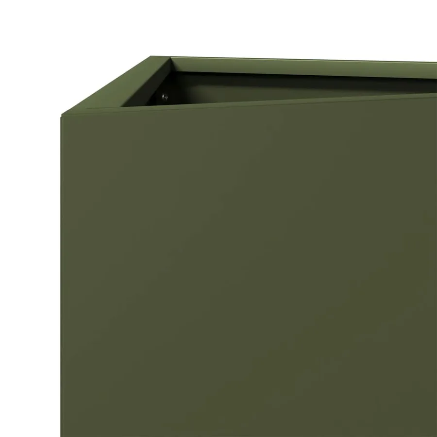 Jardinière vert olive triangulaire 30x26x75 cm acier - 7