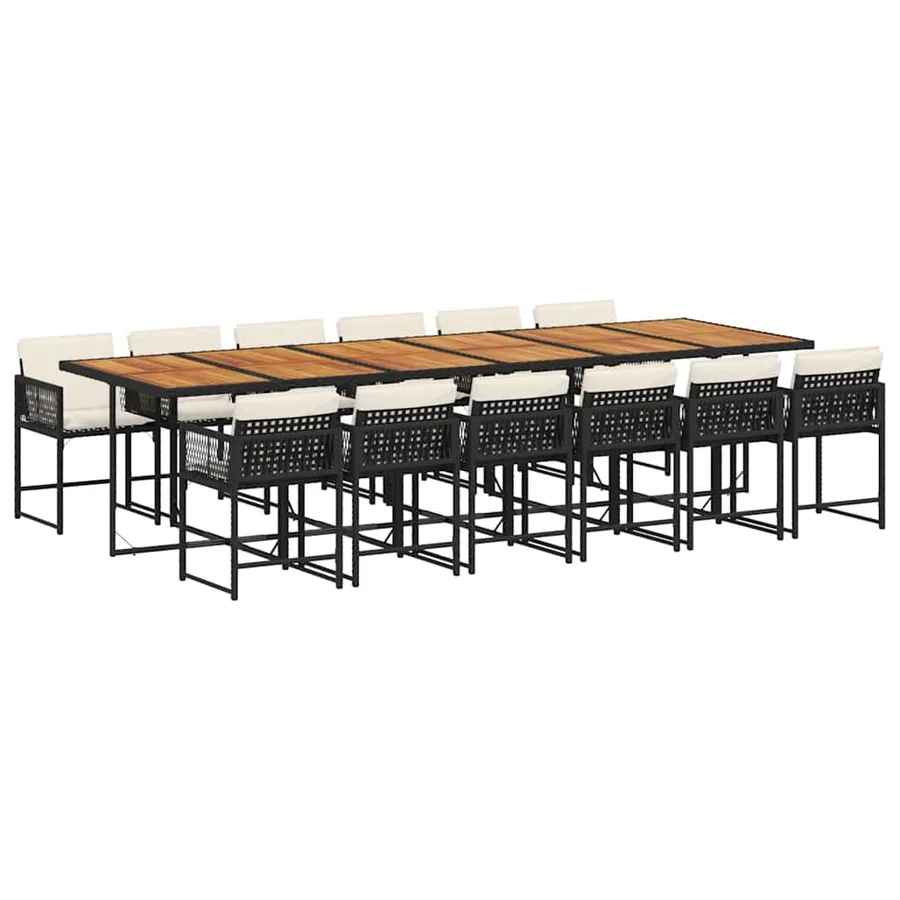 Ensemble à manger de jardin 13 pcs coussins noir résine tressée - 2