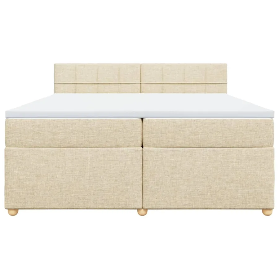 Sommier à lattes de lit avec matelas Crème 200x200 cm Tissu - 6