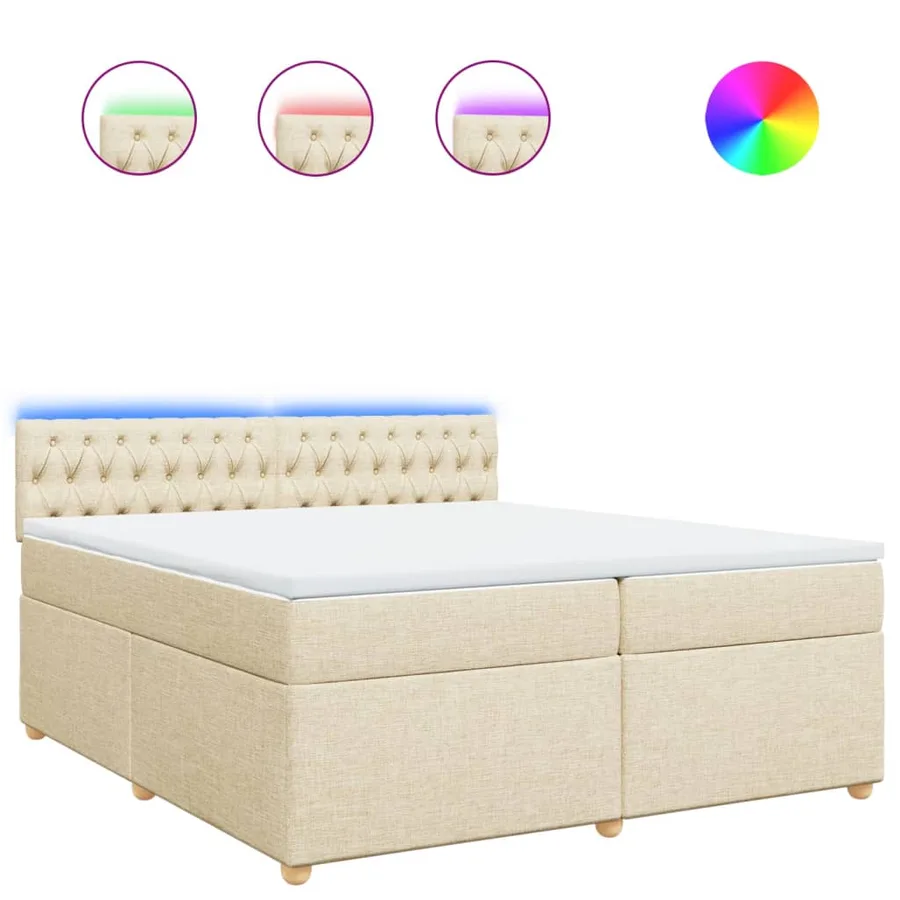 Sommier à lattes de lit avec matelas Crème 200x200 cm Tissu - 2