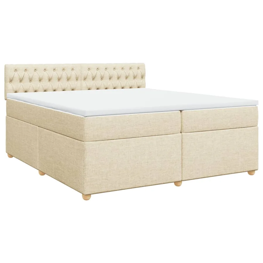 Sommier à lattes de lit avec matelas Crème 200x200 cm Tissu - 3