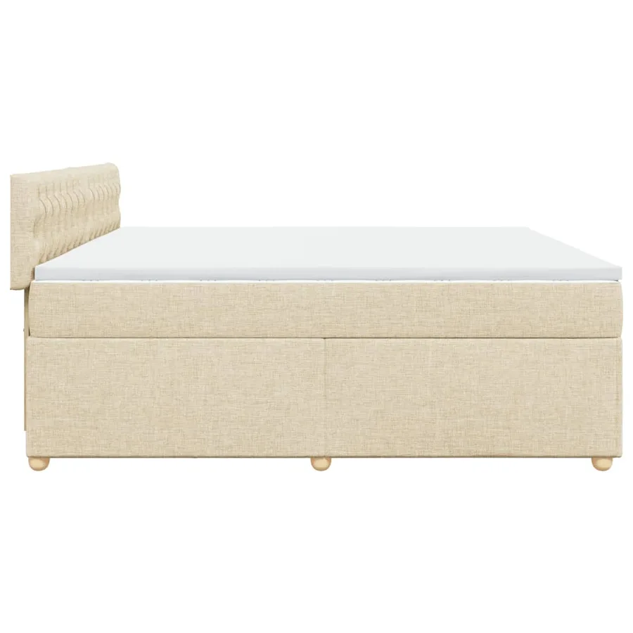 Sommier à lattes de lit avec matelas Crème 200x200 cm Tissu - 7