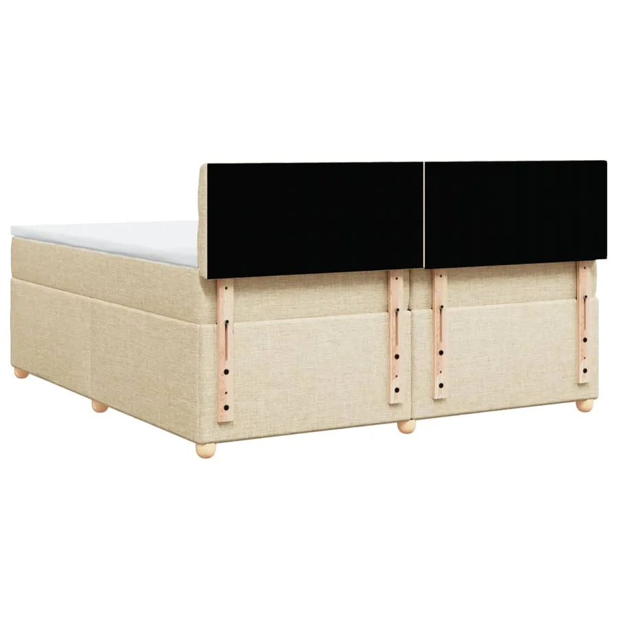 Sommier à lattes de lit avec matelas Crème 200x200 cm Tissu - 8