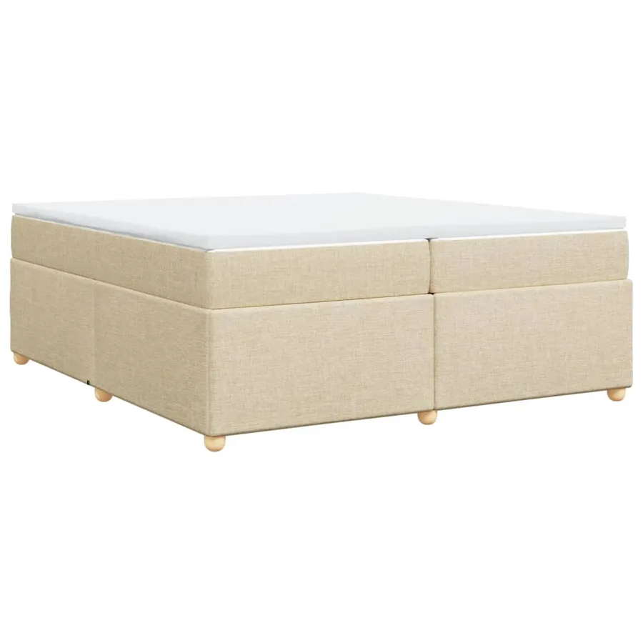 Sommier à lattes de lit avec matelas Crème 200x200 cm Tissu - 9