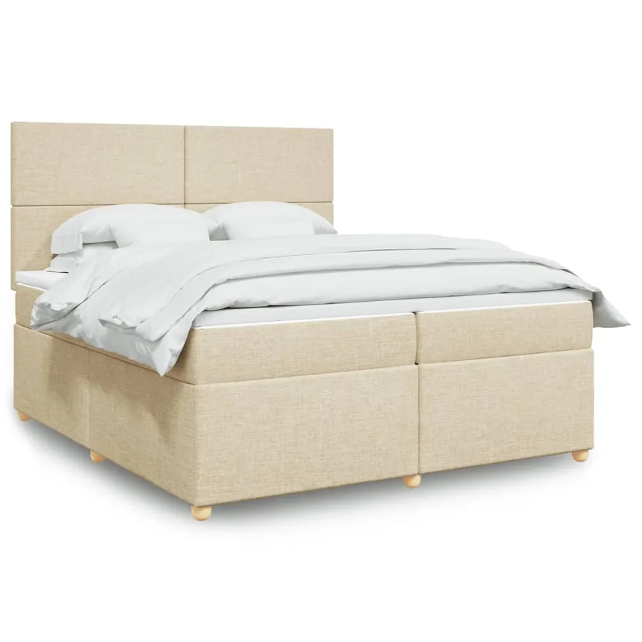 Sommier à lattes de lit avec matelas Crème 200x200 cm Tissu