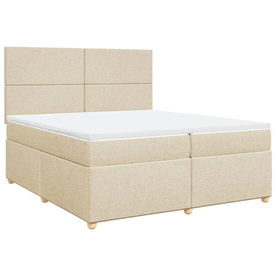 Sommier à lattes de lit avec matelas Crème 200x200 cm Tissu - 2