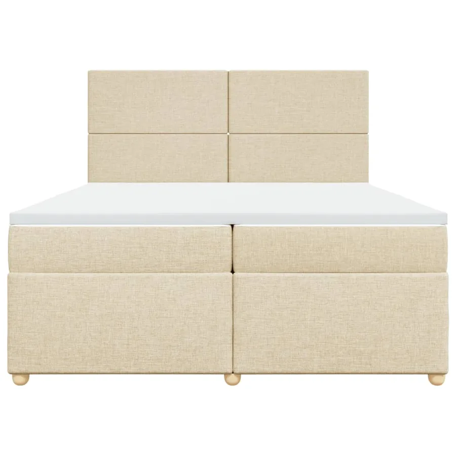 Sommier à lattes de lit avec matelas Crème 200x200 cm Tissu - 4