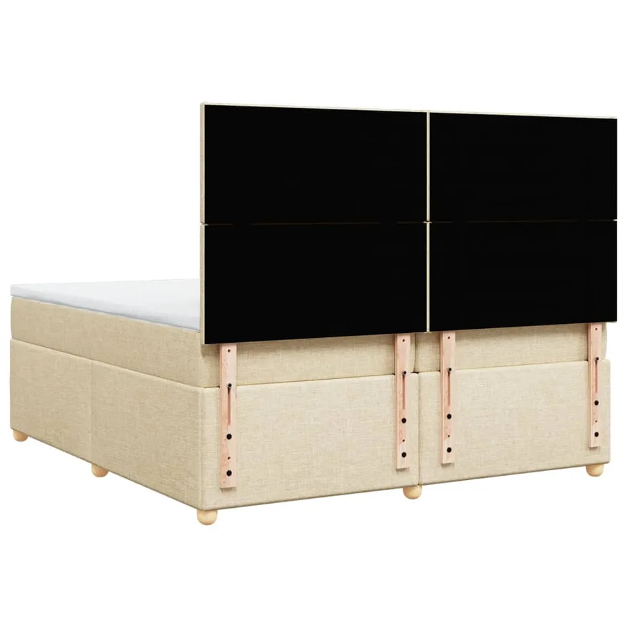 Sommier à lattes de lit avec matelas Crème 200x200 cm Tissu - 6