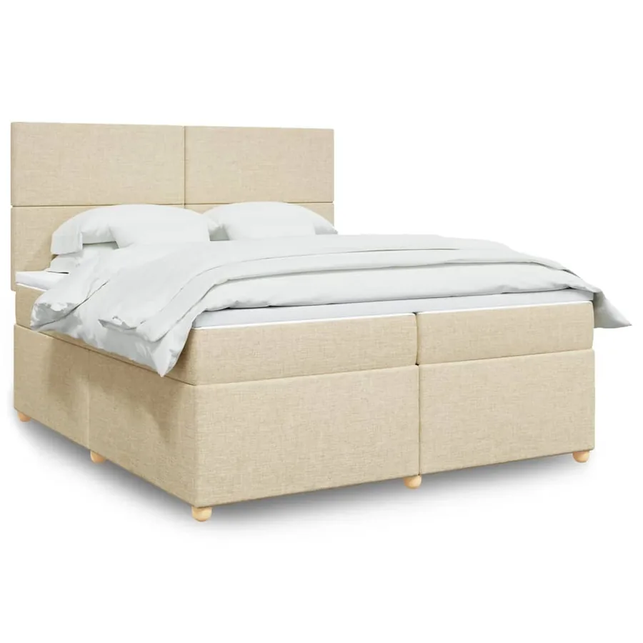 Sommier à lattes de lit avec matelas Crème 200x200 cm Tissu