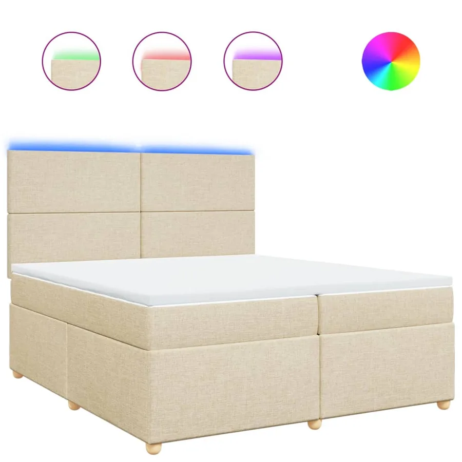 Sommier à lattes de lit avec matelas Crème 200x200 cm Tissu - 2