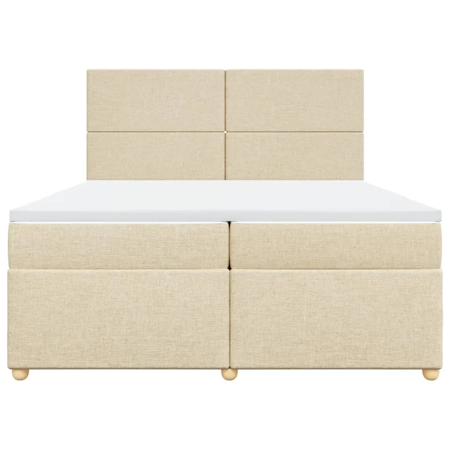 Sommier à lattes de lit avec matelas Crème 200x200 cm Tissu - 6