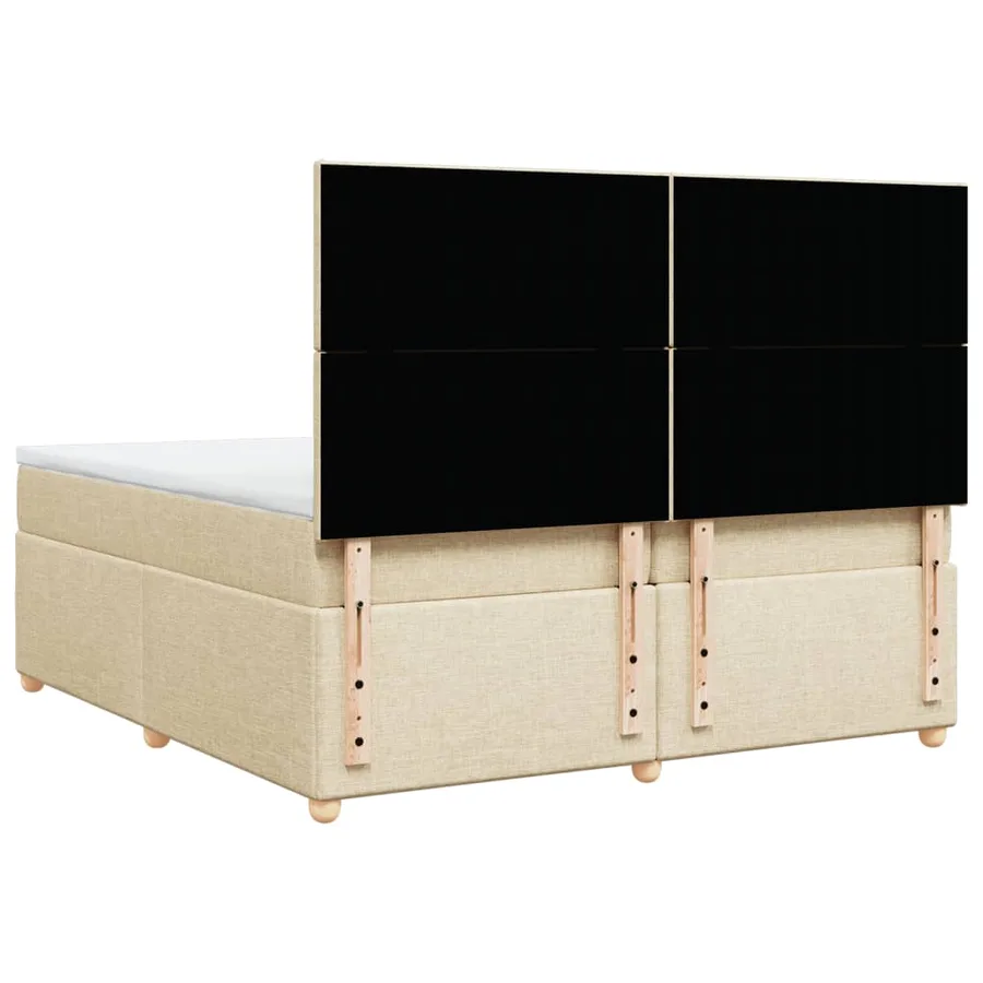 Sommier à lattes de lit avec matelas Crème 200x200 cm Tissu - 8