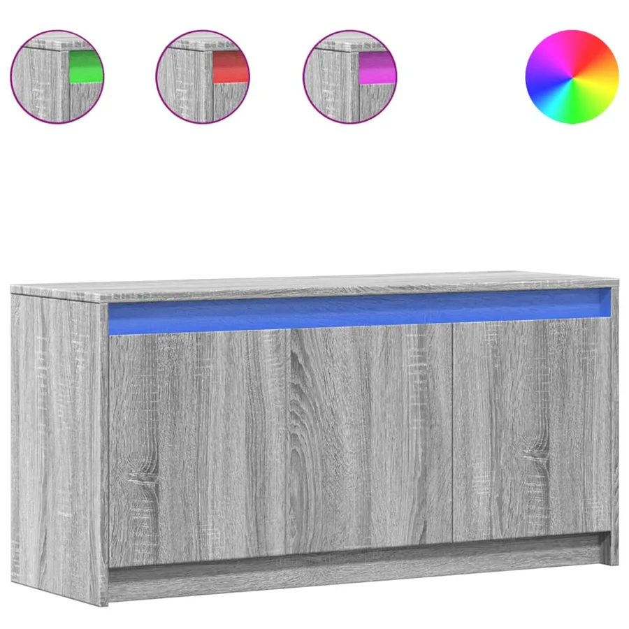 Meuble TV avec LED sonoma gris 100x34x50 cm bois d'ingénierie - 2