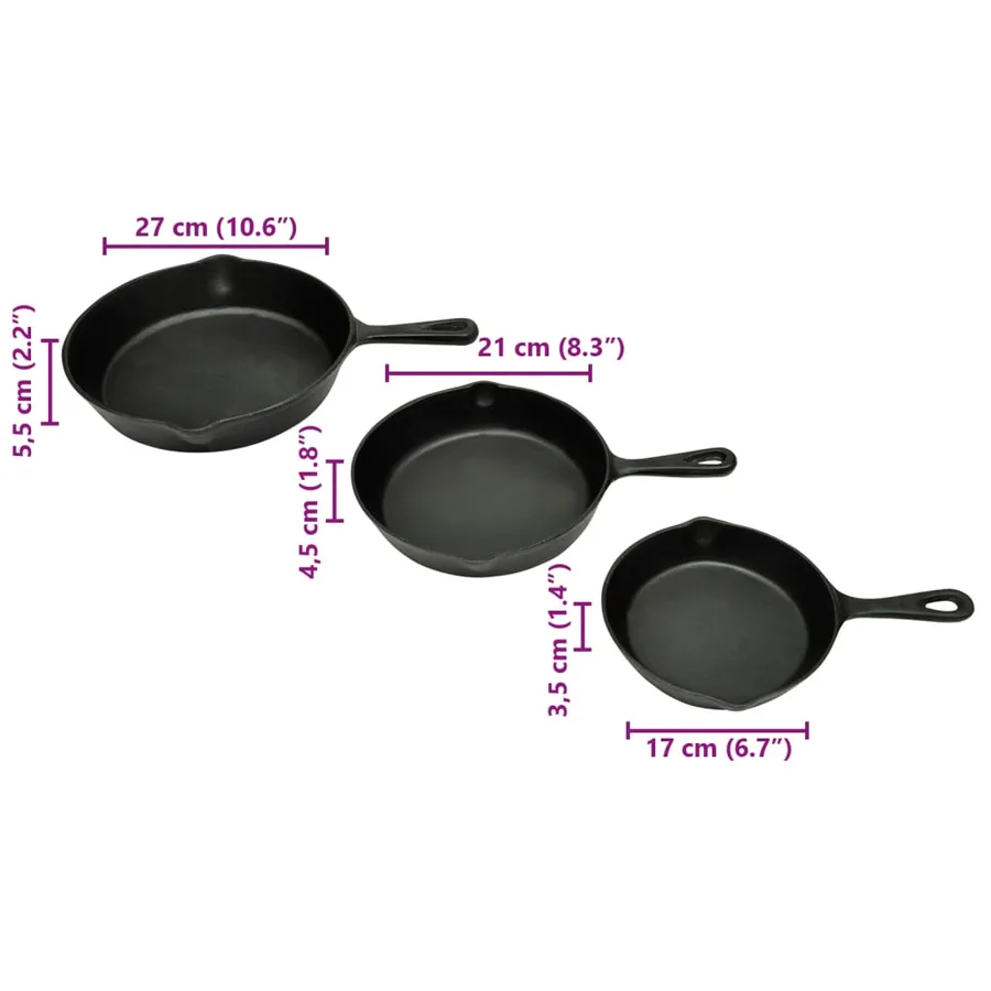 Lot de 3 poêles en fonte - 4