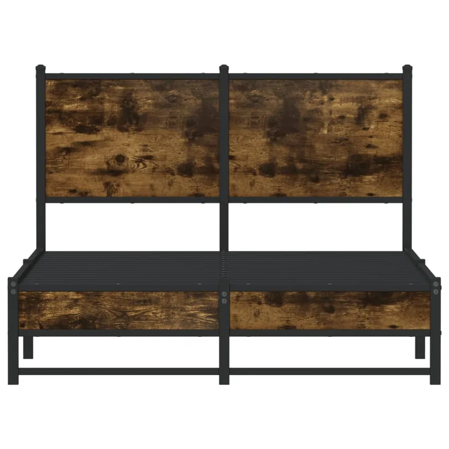 Cadre de lit en métal sans matelas chêne fumé 120x190 cm - 5