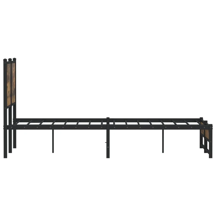 Cadre de lit en métal sans matelas chêne fumé 120x190 cm - 6