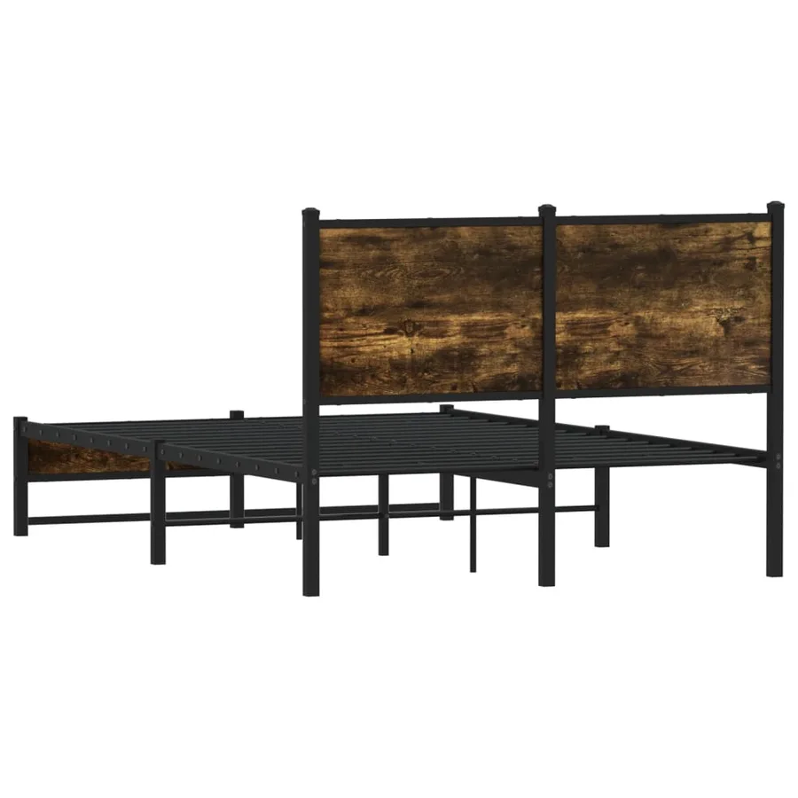 Cadre de lit en métal sans matelas chêne fumé 120x190 cm - 7