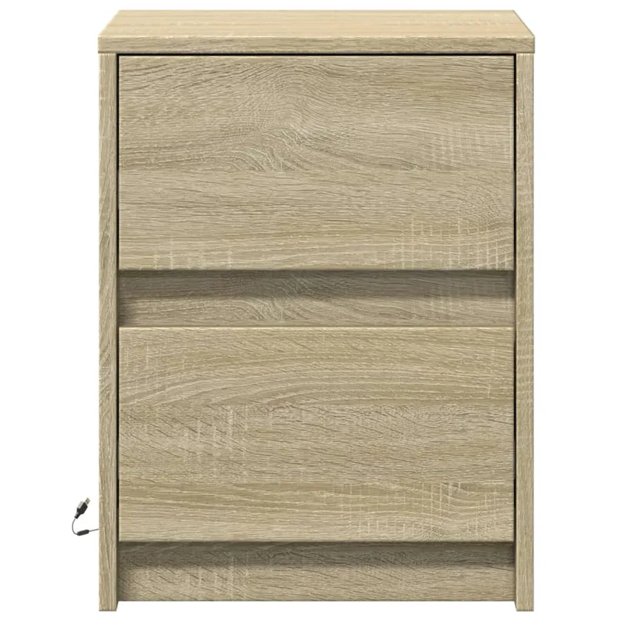 Armoires de chevet et lumières LED 2 pcs chêne sonoma - 6