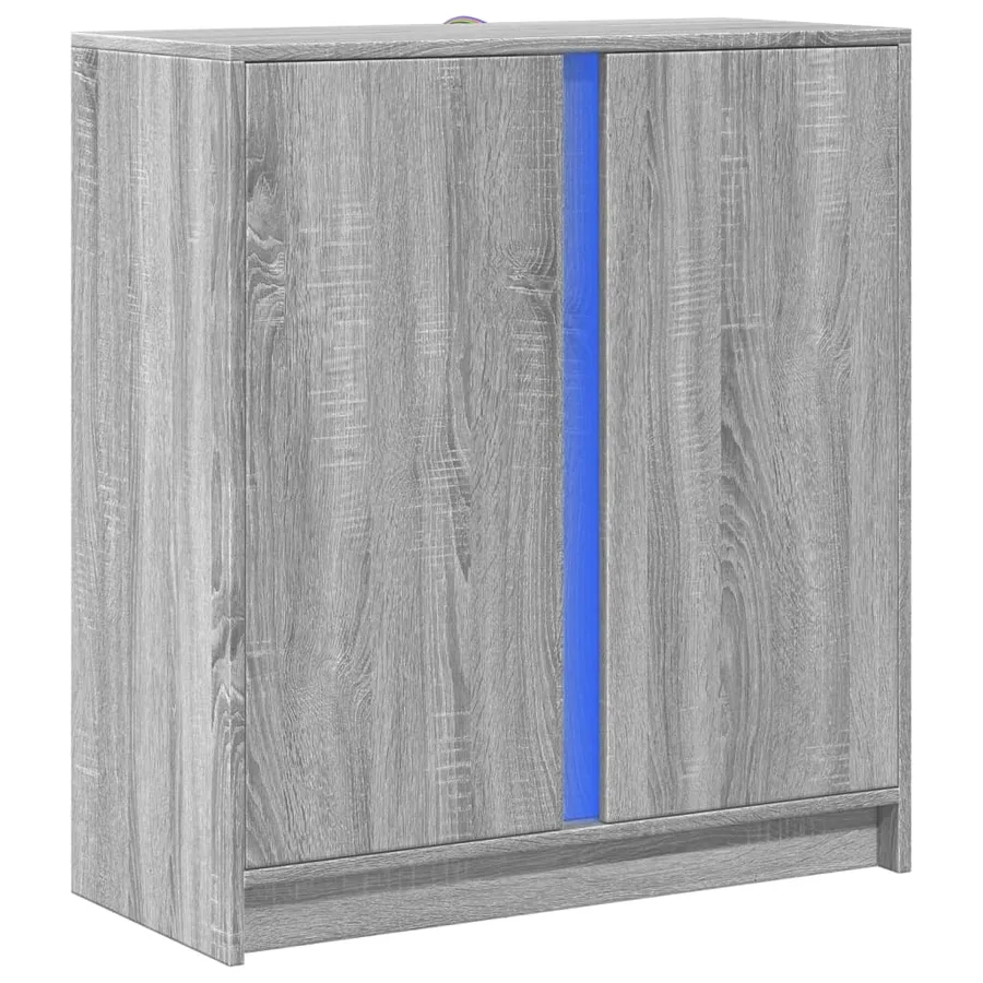 Buffet avec LED sonoma gris 77x34x85 cm bois d'ingénierie - 3