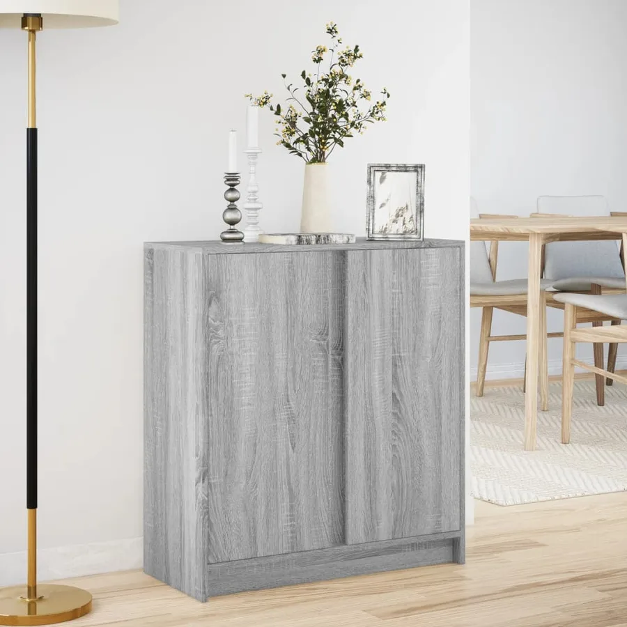 Buffet avec LED sonoma gris 77x34x85 cm bois d'ingénierie - 4