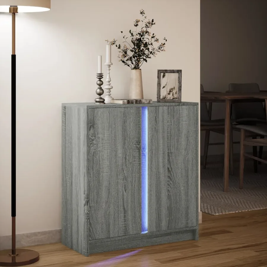 Buffet avec LED sonoma gris 77x34x85 cm bois d'ingénierie - 5