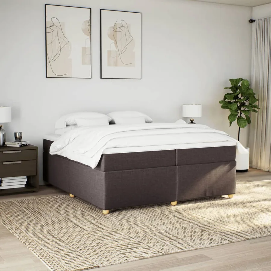 Sommier à lattes de lit avec matelas Marron foncé 200x200 cm - 3