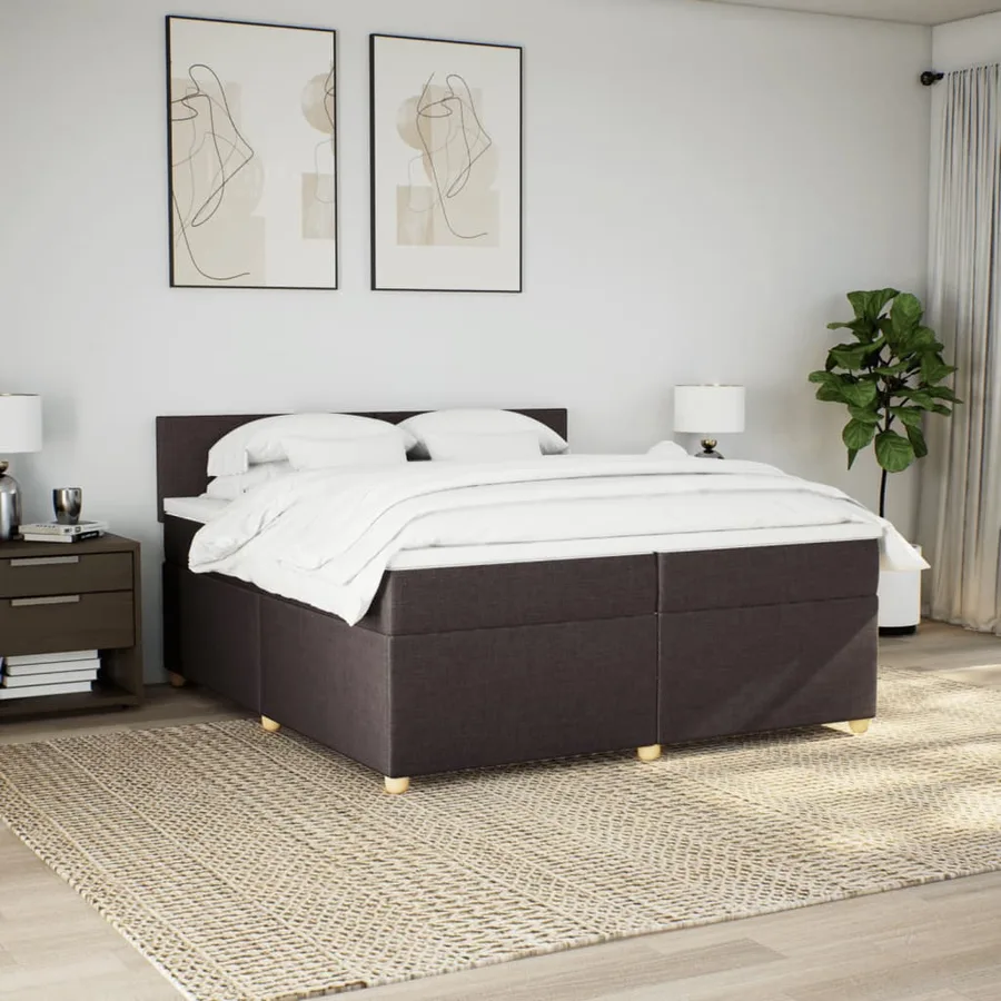 Sommier à lattes de lit avec matelas Marron foncé 200x200 cm - 3