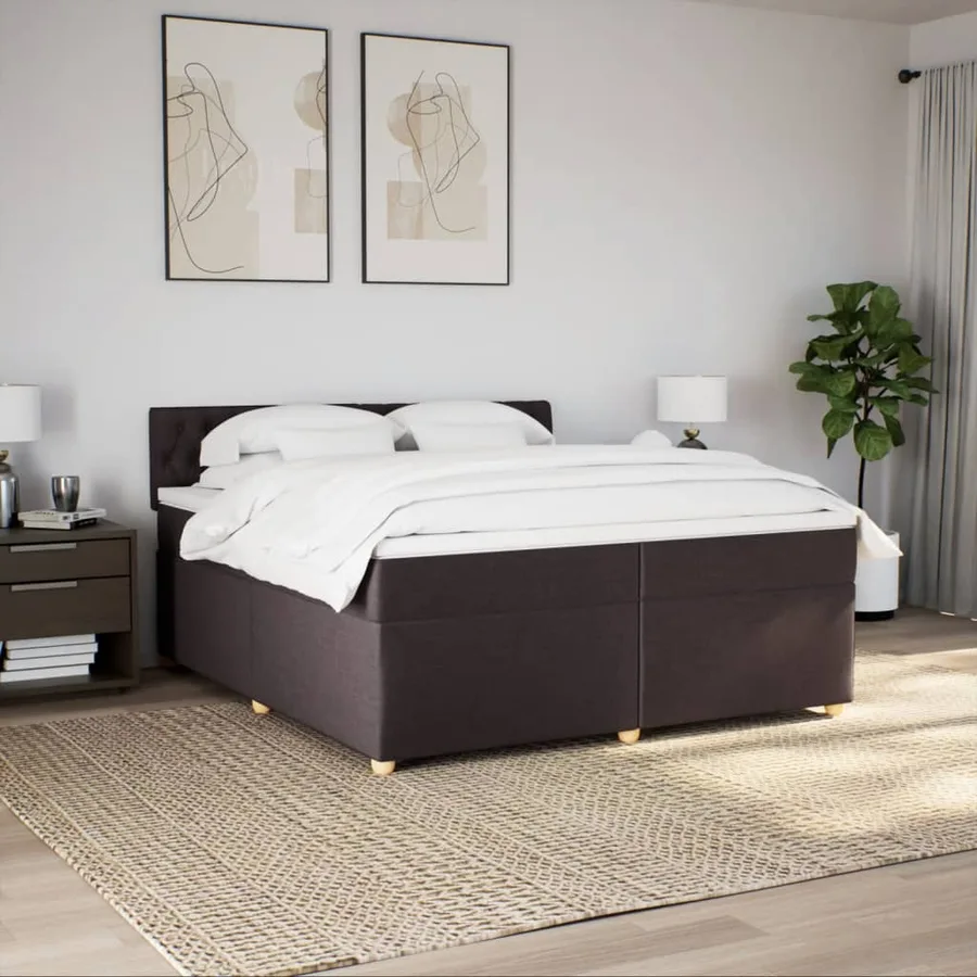 Sommier à lattes de lit avec matelas Marron foncé 200x200 cm - 3