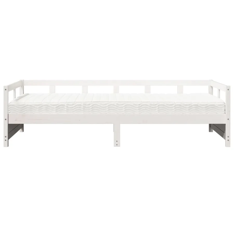 Lit de jour avec matelas blanc 80x200 cm bois de pin massif - 3