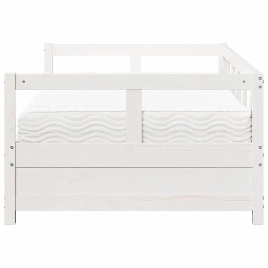 Lit de jour avec matelas blanc 80x200 cm bois de pin massif - 4