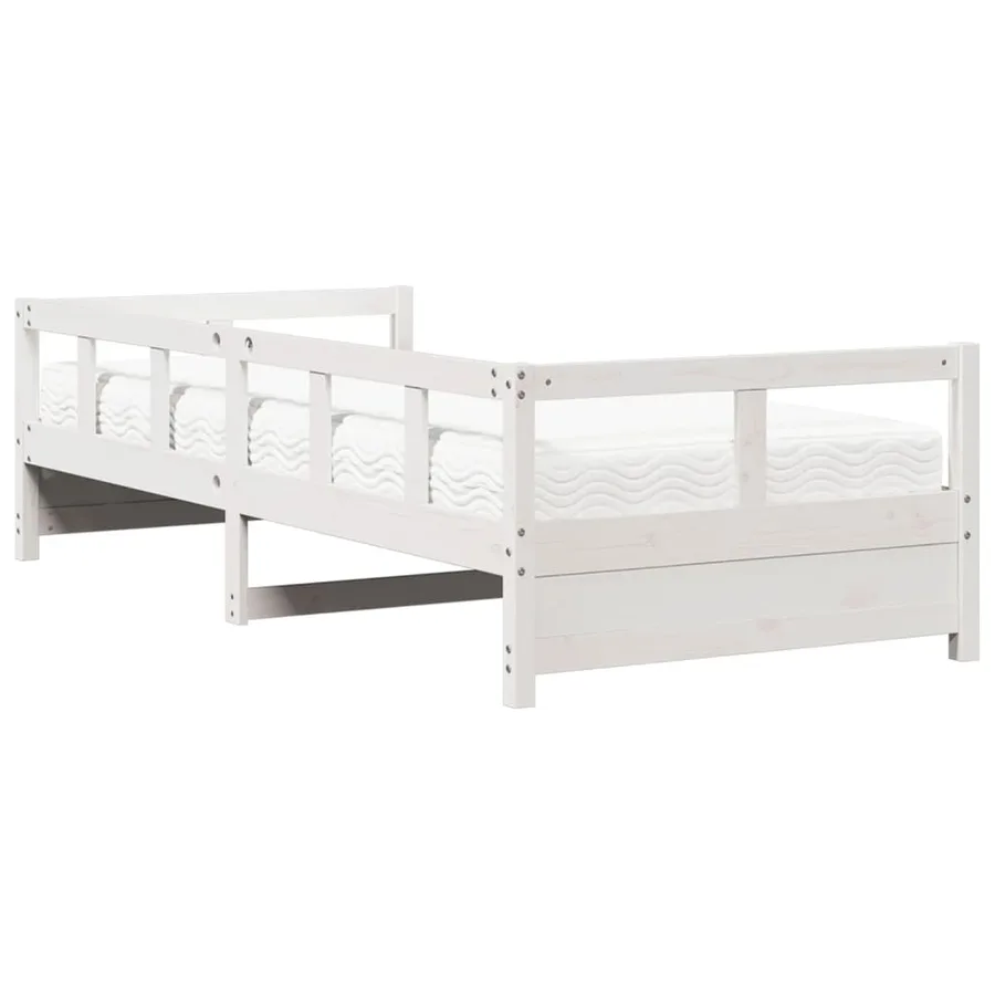 Lit de jour avec matelas blanc 80x200 cm bois de pin massif - 5