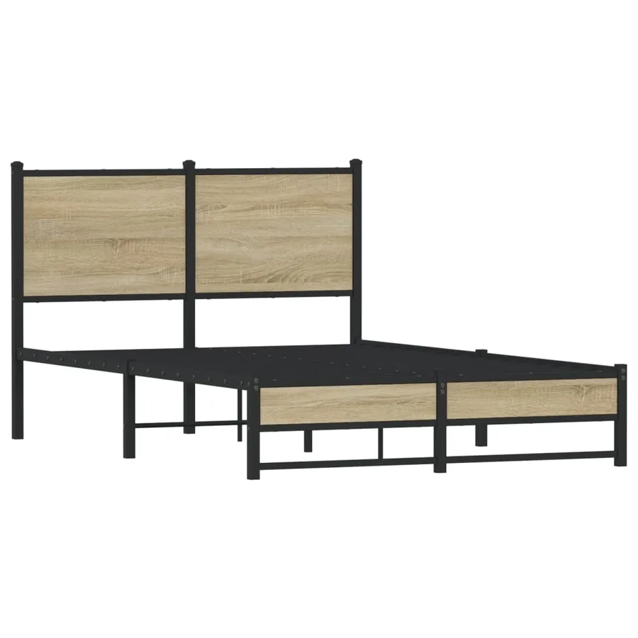 Cadre de lit en métal sans matelas chêne sonoma 120x190 cm - 3