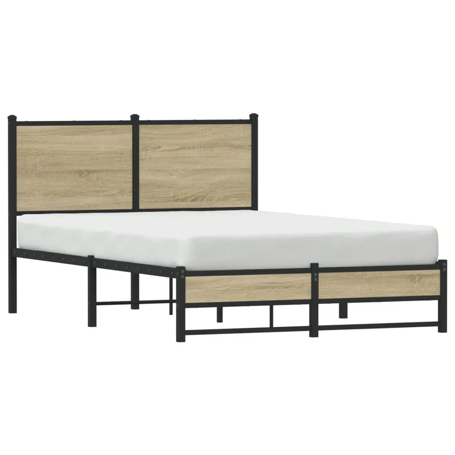 Cadre de lit en métal sans matelas chêne sonoma 120x190 cm - 4