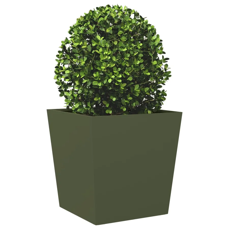 Jardinière vert olive 50x50x50 cm acier - 3