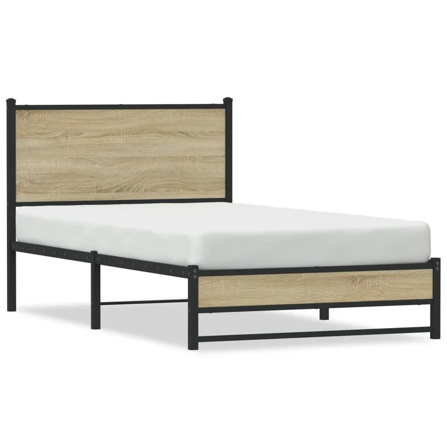 Cadre de lit en métal sans matelas chêne sonoma 100x200 cm - 2