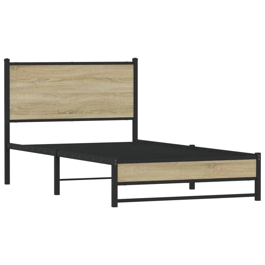 Cadre de lit en métal sans matelas chêne sonoma 100x200 cm - 3
