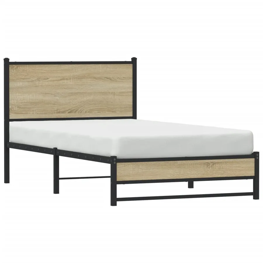 Cadre de lit en métal sans matelas chêne sonoma 100x200 cm - 4